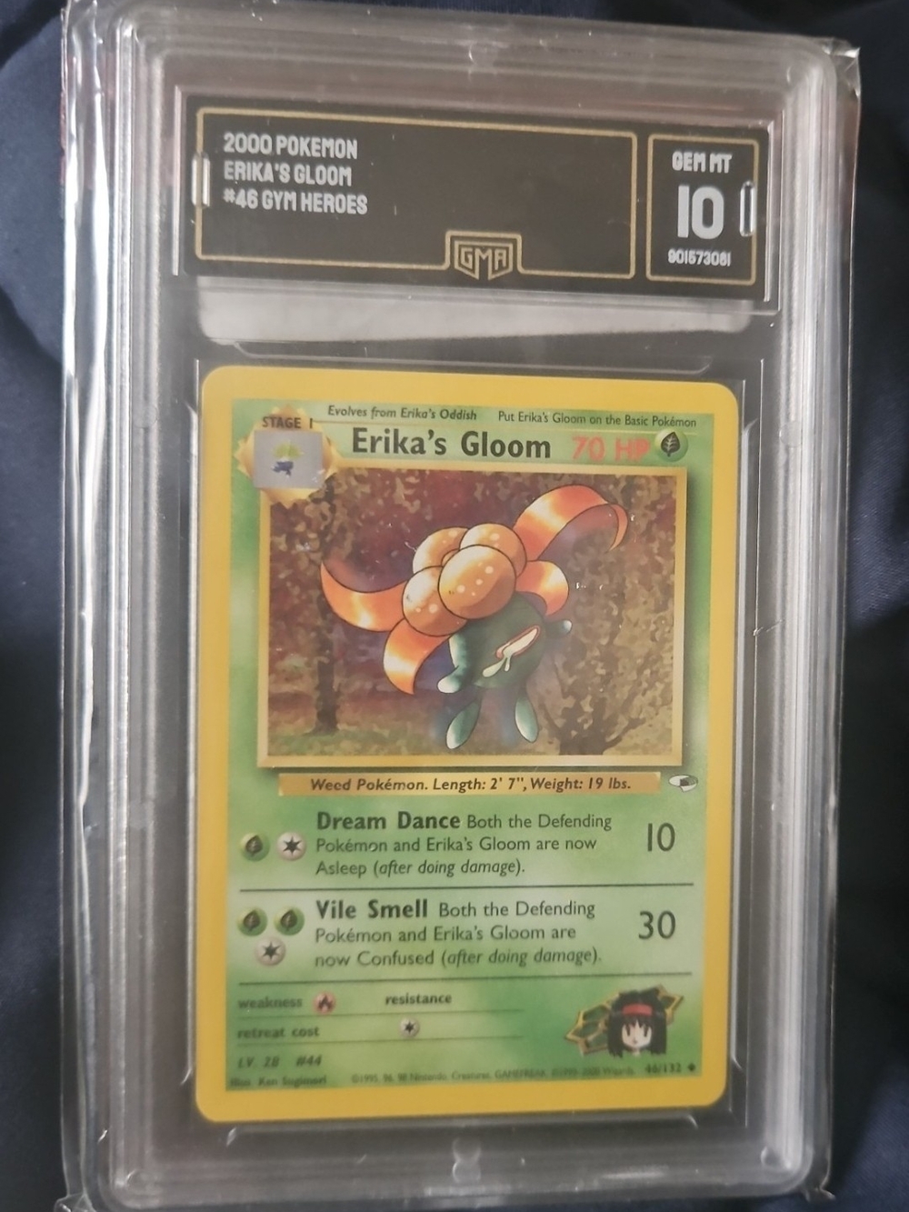 Pokemon Erika's Gloom Holographic Card - Green, Yellow, Orange